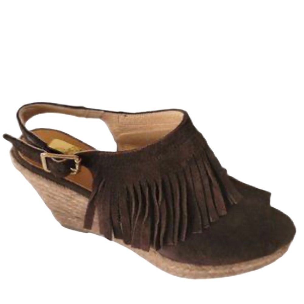 Wedge suede fringe espadrilles